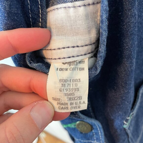 Vintage OshKosh 38x23 Blue Denim Adult Overalls Hemmed Made in USA Vestback - Picture 4 of 9